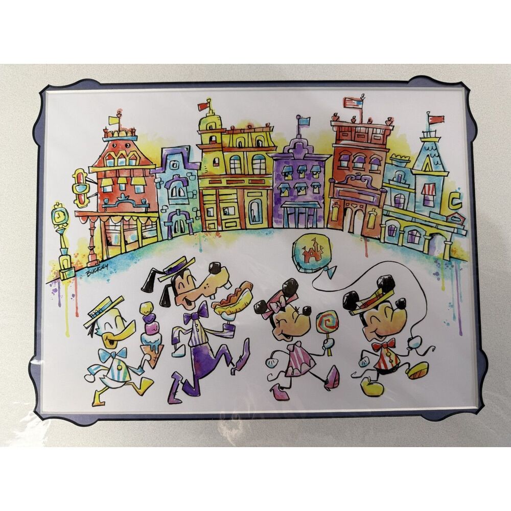 Disney Parks Main Street Treats David Buckley Art Print 14x18 Mickey & Friends